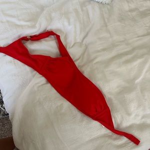 One shoulder red bikini top